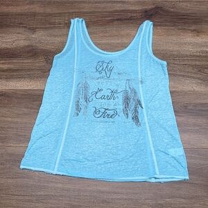 Womens Turquoise Sky Above Me Earth Below Me Fire Within Me Tank Top SIZE: Large